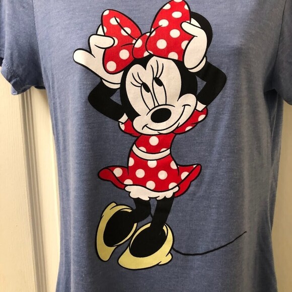 Vintage Disney Minnie Mouse Light Blue Women's Knit T-Shirt Small Graphic Tee - Picture 4 of 5